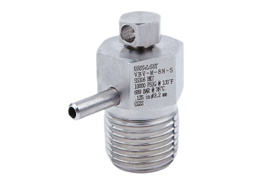 BLEED VALVE, 689 BAR, 1/8 IN. MALE NPT, BARBED VENT TUBE, SS316/316L
