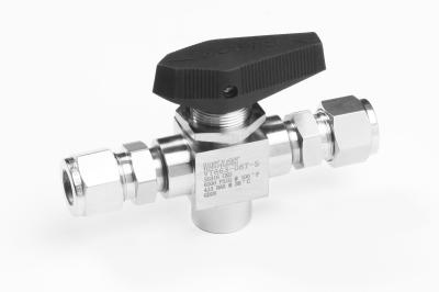 TRUNNION BALL VALVE, 413 BAR, 3-WAY, 3/8 IN. TUBE FITTING, SS316/316L